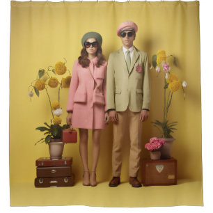 Cortina Para Box Casal Retroativo Em Amarelo