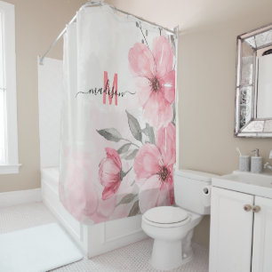 Cortina Para Box Casamento de Script Engraçado Moderno Pink Monogra