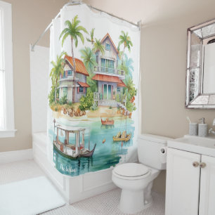 Cortina Para Box Casas de Praia Whimsical