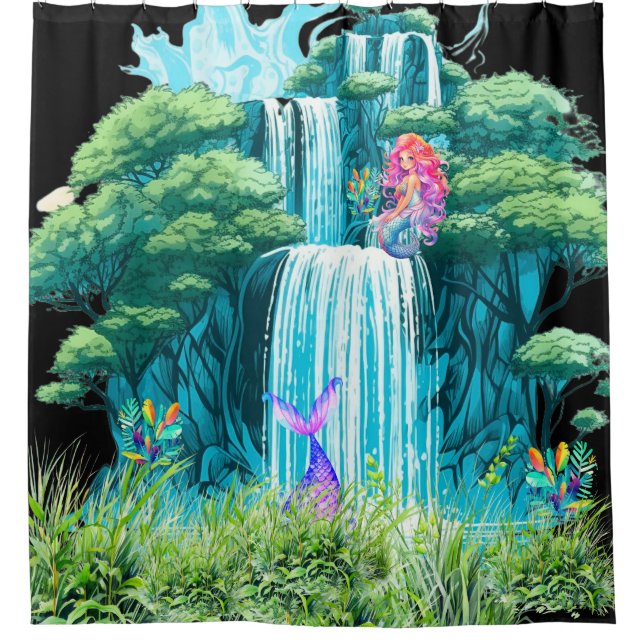 Cortina Para Box cascata com sereias (Frente)