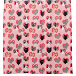 Cortina Para Box Cat Love Hearts chá cortina - gatos bonitos