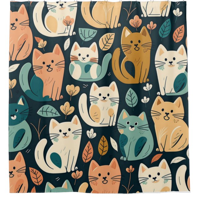 Cortina Para Box Cat Pattern Artsy (Frente)