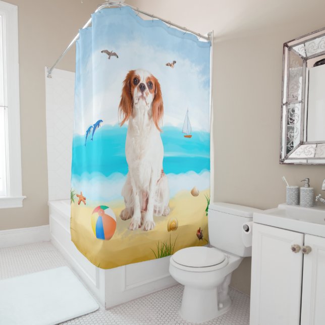 Cortina Para Box Cavalier King Cachorro na Praia  (In Situ)
