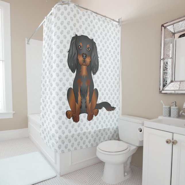 Cortina Para Box Cavalier King Charles Spaniel Preto e Castanho & P (In Situ)