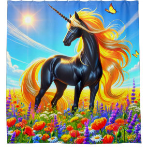 Cortina Para Box Cavalo de Fantasia Radiante de Unicórnio Arte