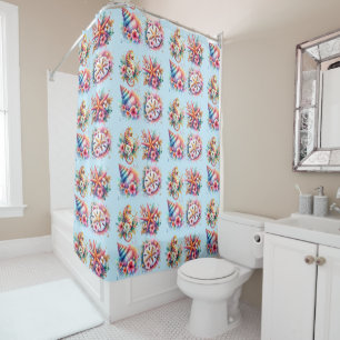 Cortina Para Box Cavalo de mar tropical, Starfish, Seashell Coastal