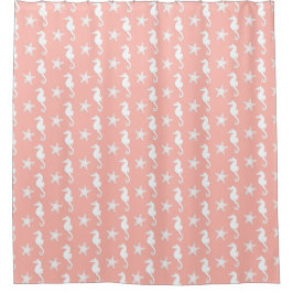 Cortina Para Box Cavalo-marinho & estrela-do-mar - Rosa Coral Claro