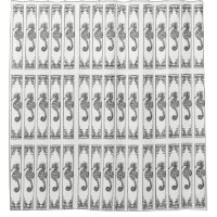 Cavalo-marinho preto e branco - Ilustração gráfica