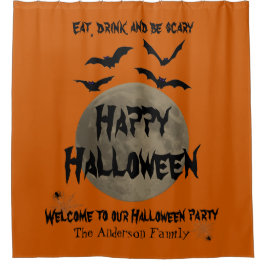 Cortina Para Box Cavalo Negro Laranja, Aranha Lua Feliz Halloween