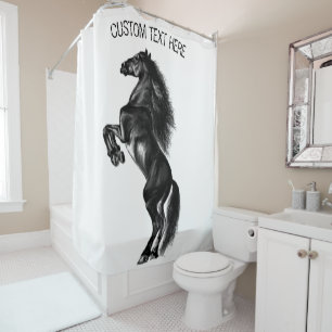 Cortina Para Box Cavalo selvagem preto-e-fundo - Desenho preto e br