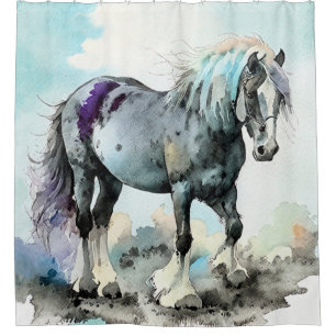 Cortina Para Box Cavalo Shire Paciente Aquarela