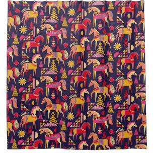 Cortina Para Box Cavalos escandinavos: Design decorativa sem costur