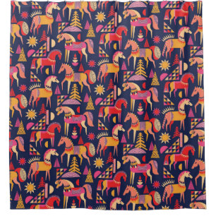 Cortina Para Box Cavalos escandinavos: Design decorativa sem costur