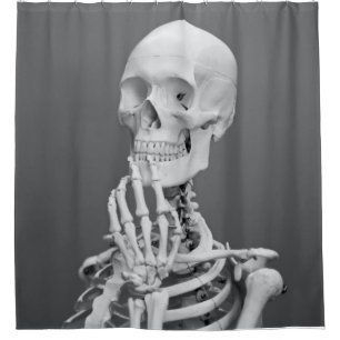 Cortina Para Box Caveira de Esqueleto Halloween Preto e Branco Cinz