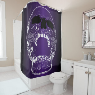 Cortina Para Box Caveira de grito - Crânio branco e roxo