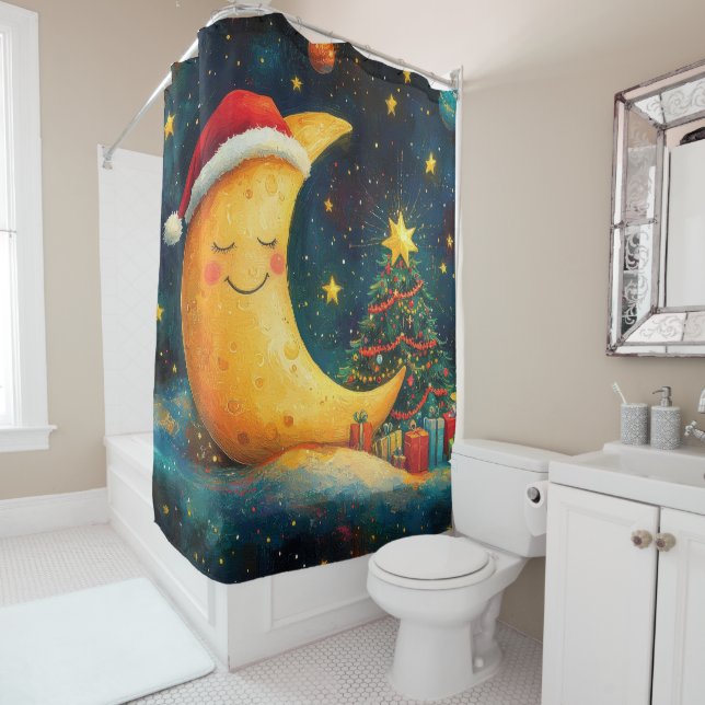 Cortina Para Box Celebração Divertida da Lua Galáctica no Natal (In Situ)