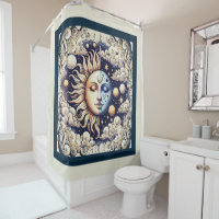 Celestial Vintage Meio Sol & Lua Azul Amarelo