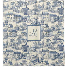 Cortina Para Box Cena da Vila Chic Blue Toile de Jouy