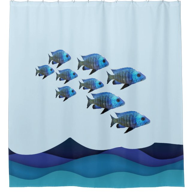Cortina Para Box Cenário subaquático com peixe (Frente)