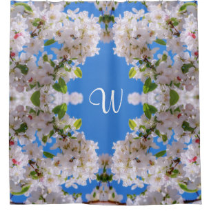 Cortina Para Box Céus Azuis Brilhantes, Monograma de Blossomas de M