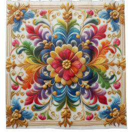 Cortina Para Box Chá Cortina Arco-Íris Flores Bordados