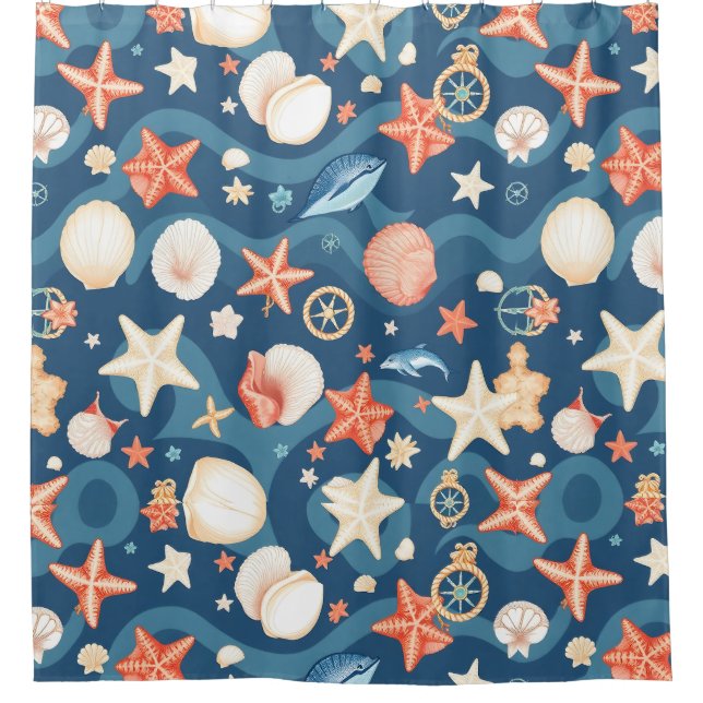 Cortina Para Box Chá das Ondas Costeiras e dos Capacetes Costeiros  (Frente)