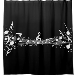 Cortina Para Box Chá de Notas Musicais Brancas