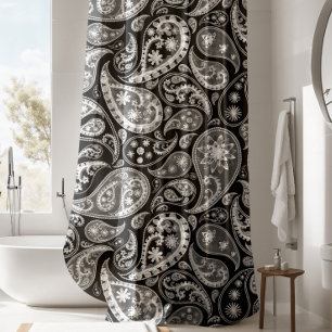 Cortina Para Box Chá de Paisley Preto Luxurioso