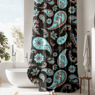 Cortina Para Box Chá de Paisley Preto Luxurioso