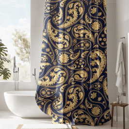 Cortina Para Box Chá de Paisley Preto Luxurioso