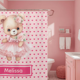 Cortina Para Box Chá do Urso Cinzento Rosa Cinzento Monograma Corti