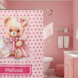 Cortina Para Box Chá do Urso Cinzento Rosa Cinzento Monograma Corti