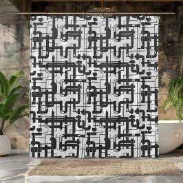 Cortina Para Box Chá industrial branco e preto