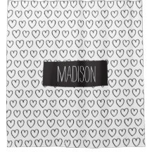 Chá personalizado dos corações Cortina-Preto e