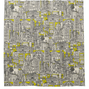 Cortina Para Box Chartreuse do Tile de Jouy de Hong Kong