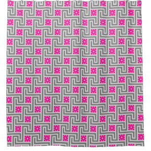 Cortina Para Box Chave Grega Deco, Cinza / Cinza e cor-de-rosa Fuch