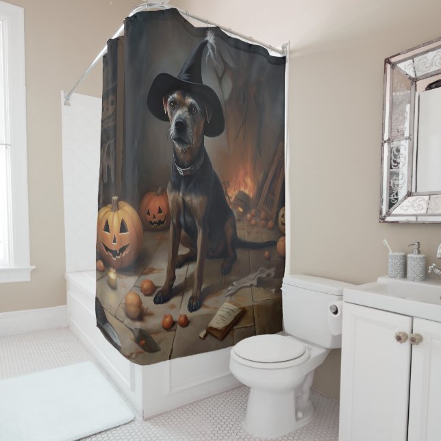 Cortina Para Box Chesapeake Bay Terrier Pumpkins Halloween Ascarado (In Situ)