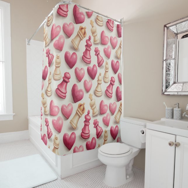 Cortina Para Box Chess & Hearts Valentines Pattern (In Situ)