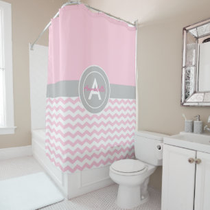 Cortina Para Box Chevron cinzento cor-de-rosa