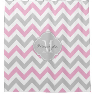 Cortina Para Box Chevron cor-de-rosa e cinzento de Cottoncandy com