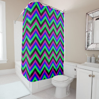 Cortina Para Box Chevron Neon – Padrão Ziguezague de Cores Intensas