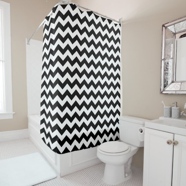 Cortina Para Box Chevron Preto (In Situ)