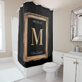 Cortina Para Box Chic Black & Dourado Monograma