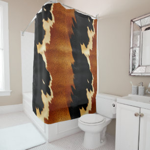 Cortina Para Box Chic Brown Black Cream Western Cowhide