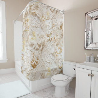 Cortina Para Box Chic, Cremes Elegantes e textura de flor de couro