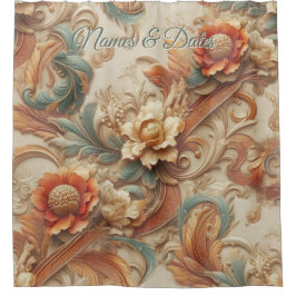 Cortina Para Box Chic, Cremes Elegantes e textura de flor de couro