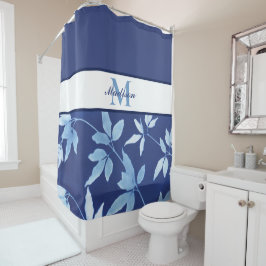 Cortina Para Box Chic Watercolor Blue Floral Monograma