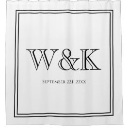 Cortina Para Box Chic white & black monogram wedding keepsake 