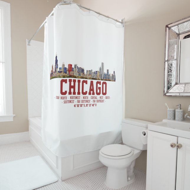 Cortina Para Box Chicago Skyline. Nomes e coordenadas de área (In Situ)