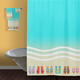 Cortina Para Box Chinelos de ondas de praia